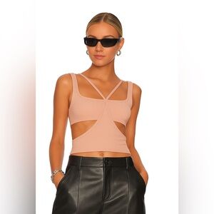 NWT WeWoreWhat CUT OUT RAYON JERSEY TANK in Canvas Tan